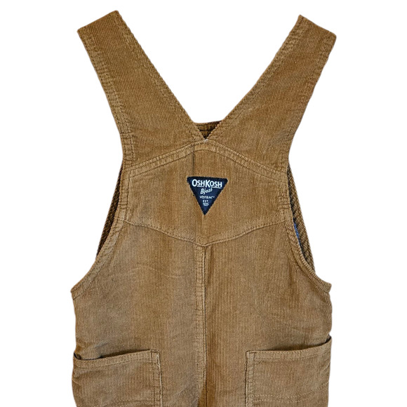 OshKosh Overalls Corduroy Brown Flannel Lined Red Blue Toddler Size 4T - Picture 6 of 7